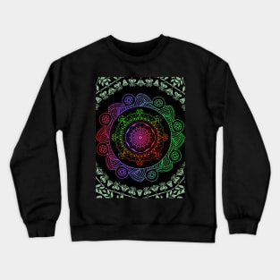 Black Green Red and Violet Mandala Graphic Hindi Art  Design Crewneck Sweatshirt